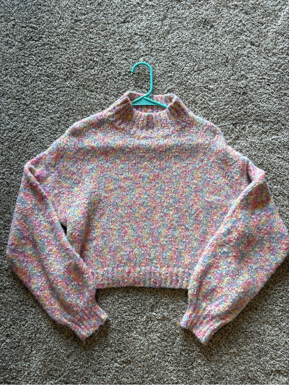 Multicolor Cropped Mock-Neck Women's Sweater
